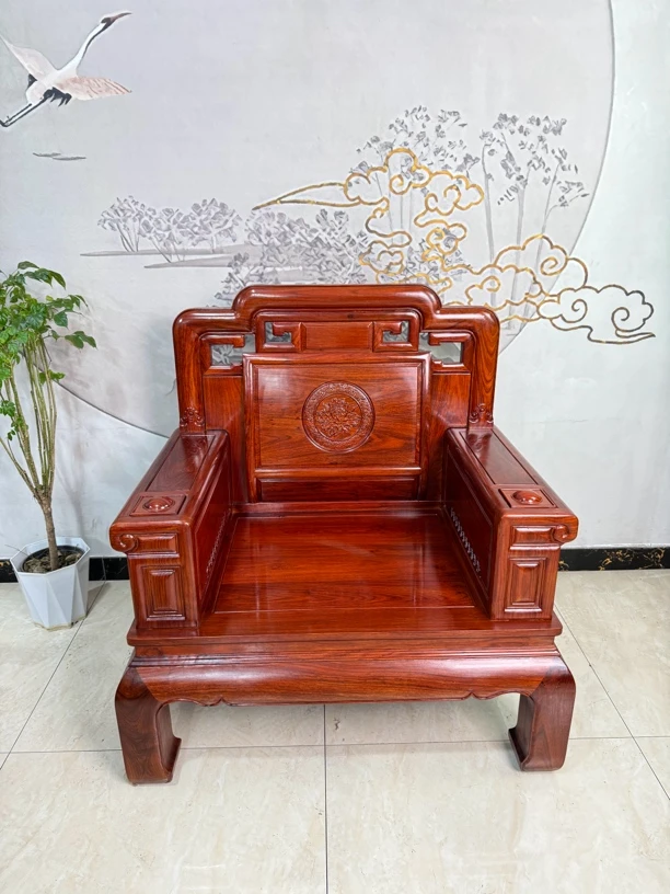 红木刺猬紫檀单人位沙发家用客厅古典主人椅