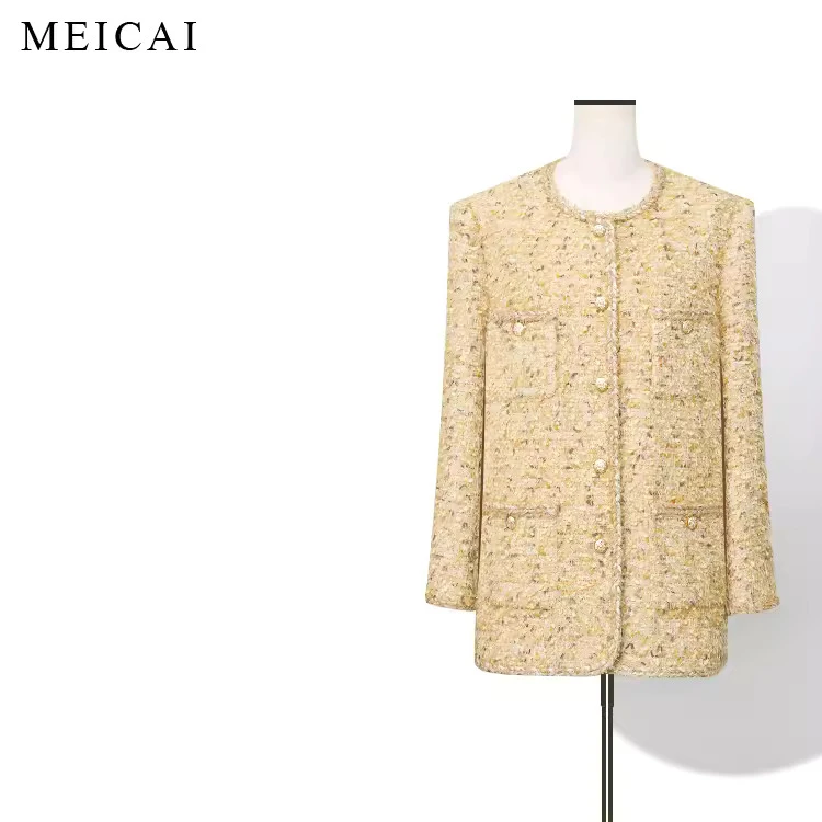 美裁 重工花纱法式小香外套女秋冬休闲宽松微廓形圆领上衣