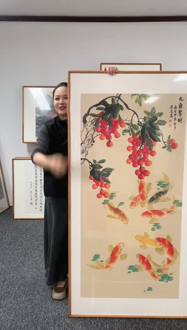 【闪购商品】绘画九鱼图160*80@@陈景芝001