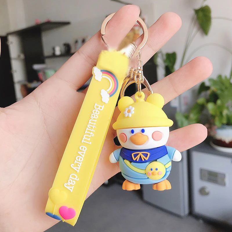 女士钥匙扣可爱卡通网红鸭情侣款一对包包挂件公仔
