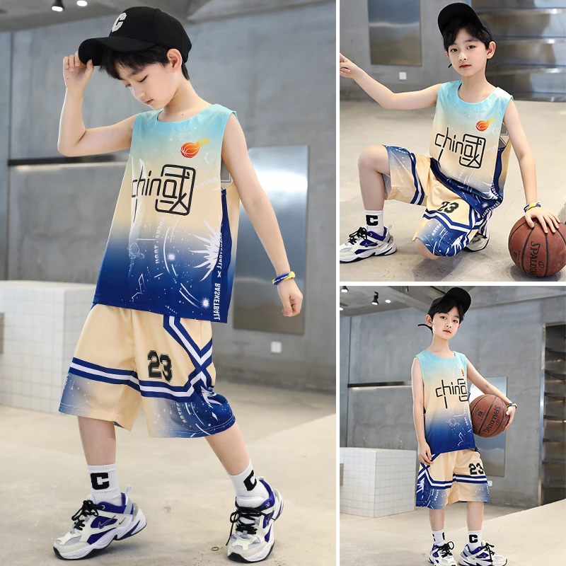 【正品】儿童装男童夏装套装新款夏季大童篮球服背心男孩运动服速干