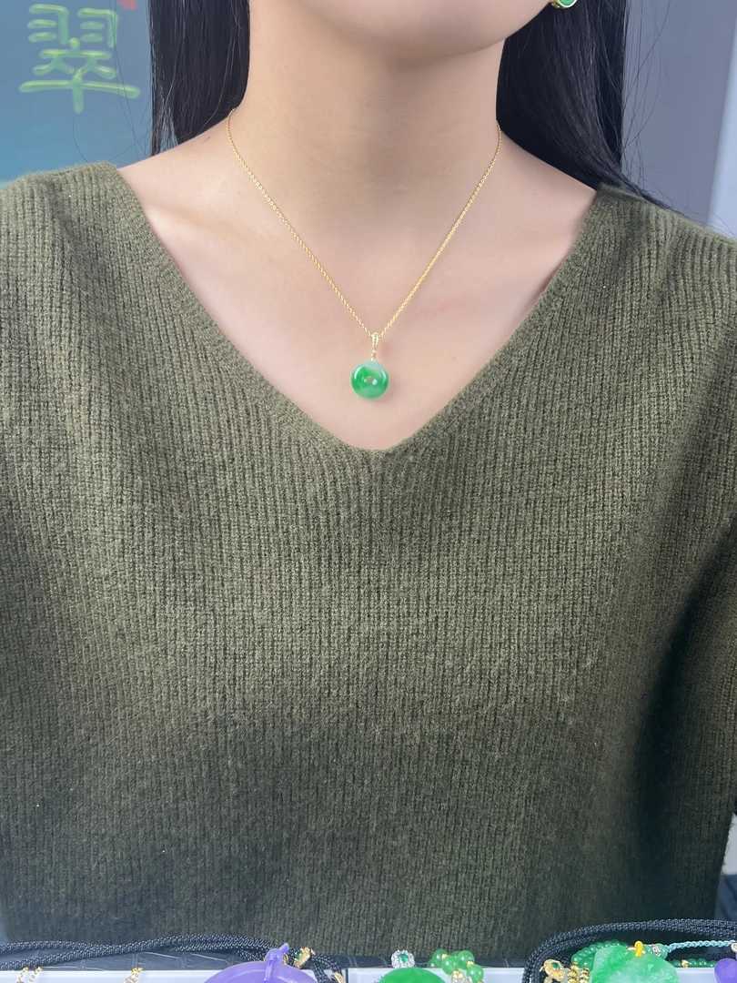 翡翠面包圈锁骨链百搭简单精致