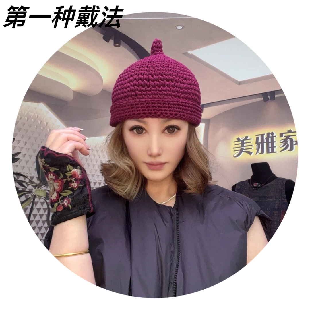 小霞原创麻线手工钩织多带地主帽个性时尚潮流炸街
