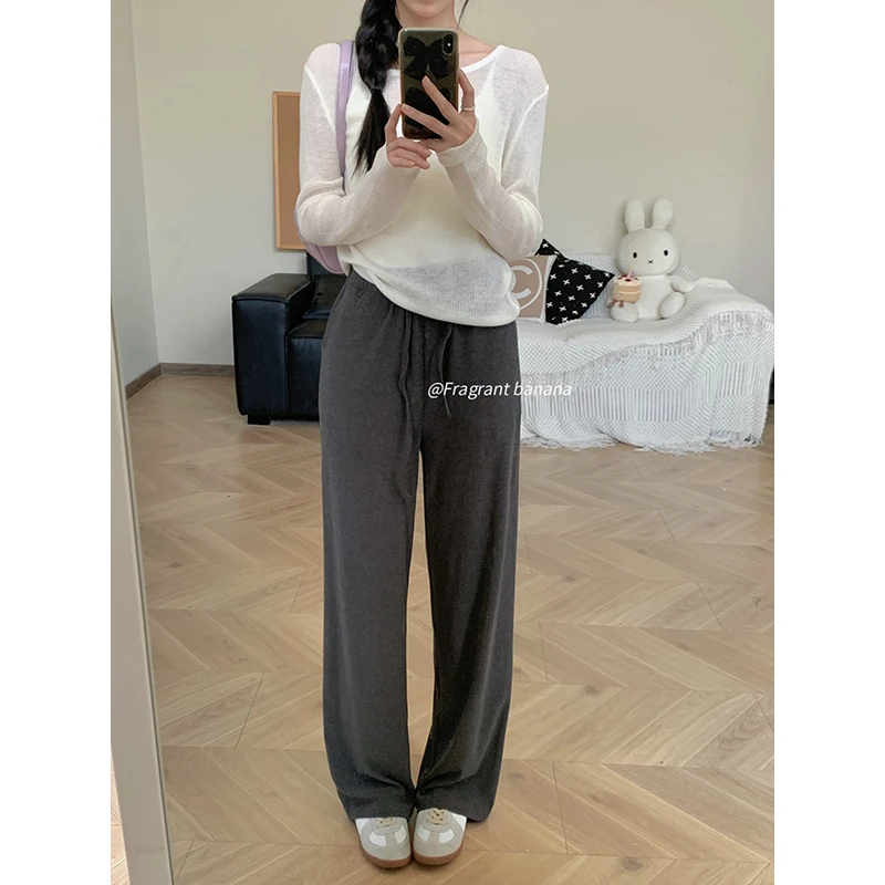 香香的蕉 软糯云朵裤 糯米裤百搭显瘦休闲阔腿裤直筒裤秋冬