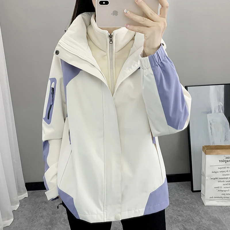 冲锋衣女款2024新款外套秋冬三合一防风防水可拆卸加绒加厚可定制