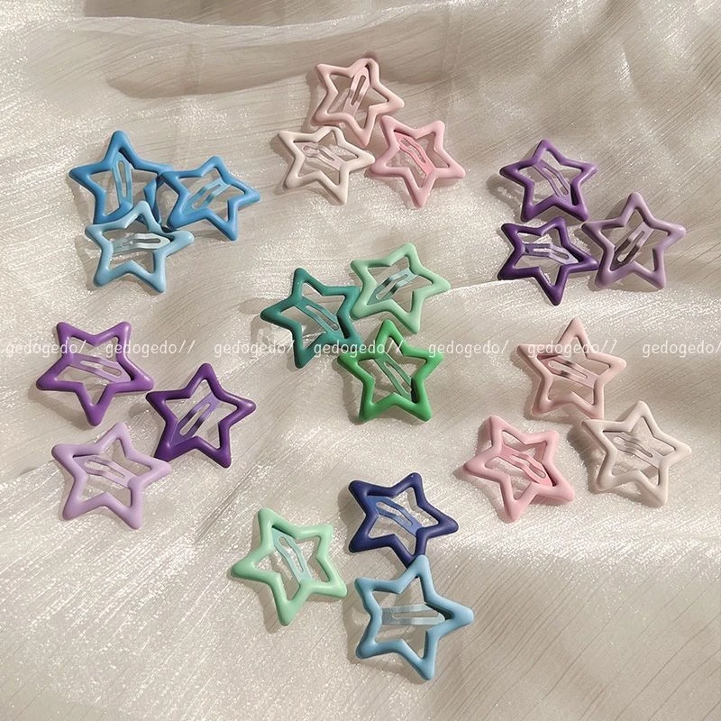 新款彩色五角星星小发夹女刘海夹前额侧边发卡bb夹子头饰星星发夹