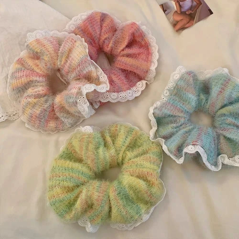 少女蕾丝花边发绳软绵绵大肠圈高级感小香风发圈扎马尾皮筋发饰品