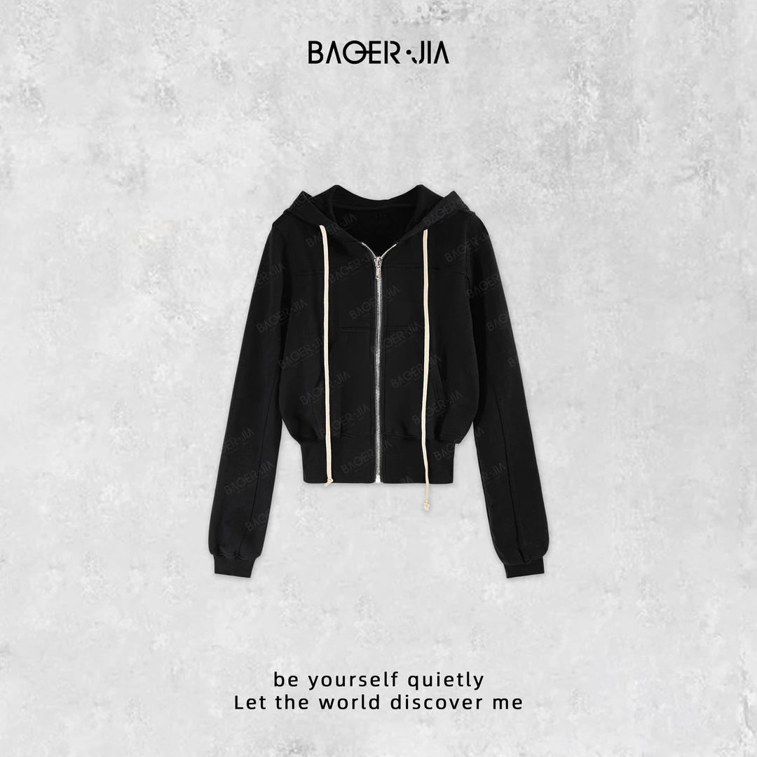 18-【加绒瘦瘦上衣】宝儿家含幂BA103624411冬季款拉链收腰连帽外套