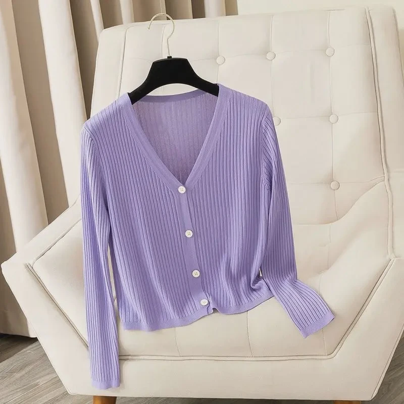 小披肩外搭配裙子短款v领冰丝针织衫开衫空调防晒衫针织衫百搭女。