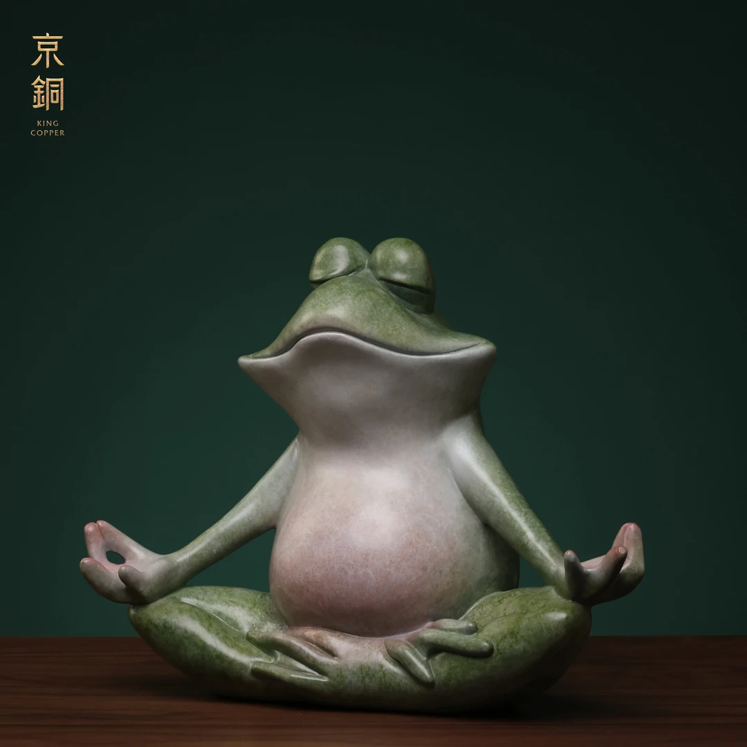京铜家居装饰禅修蛙禅意全铜手作客厅玄关书房茶室禅室中式摆件