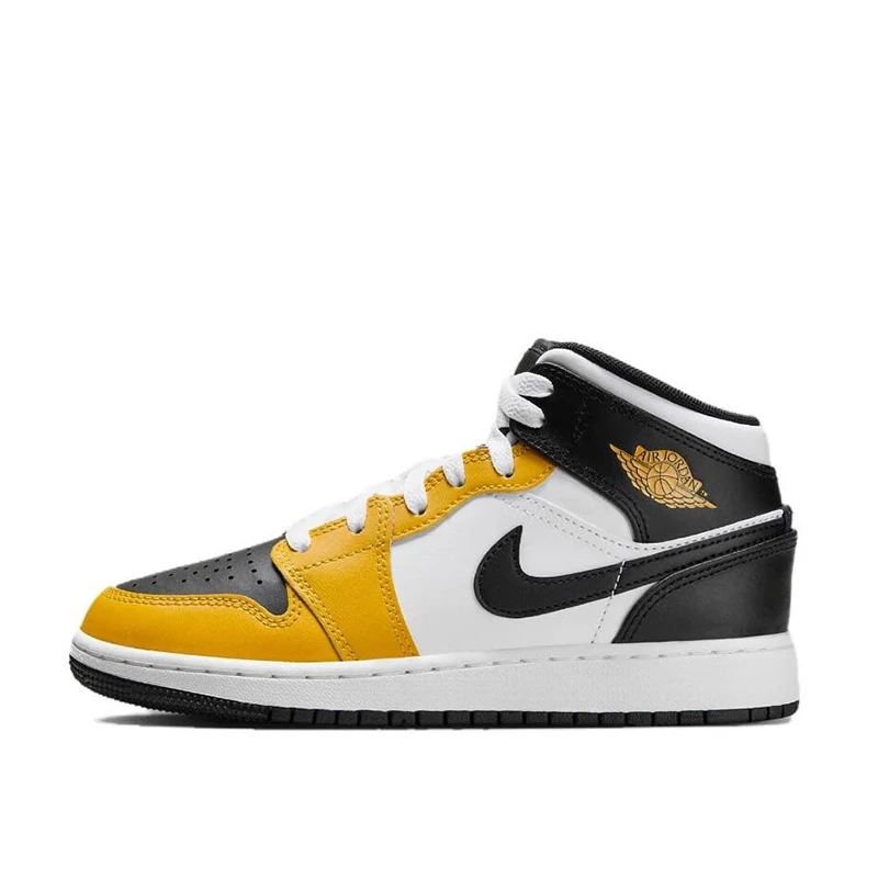 断码清货 耐克AJ正品 Air Jordan 1 Mid AJ1 黑黄中帮复古篮球鞋
