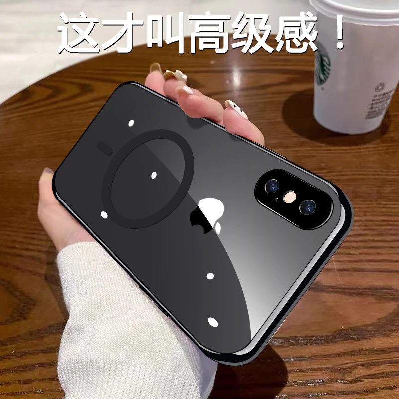 苹果x手机壳iphonex电镀磁吸透明xr女新款专用xsamx小众高级感xma