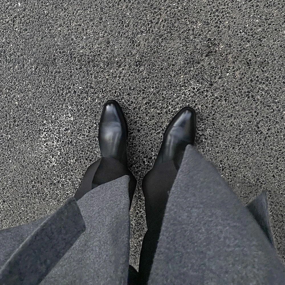 中帮切尔西靴男短靴子英伦百搭复古高帮皮鞋马丁靴男加绒正装皮靴