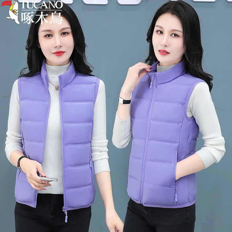 TUCANO/啄木鳥秋冬新款休闲百搭白鸭马夹轻薄保暖立领羽绒马甲女