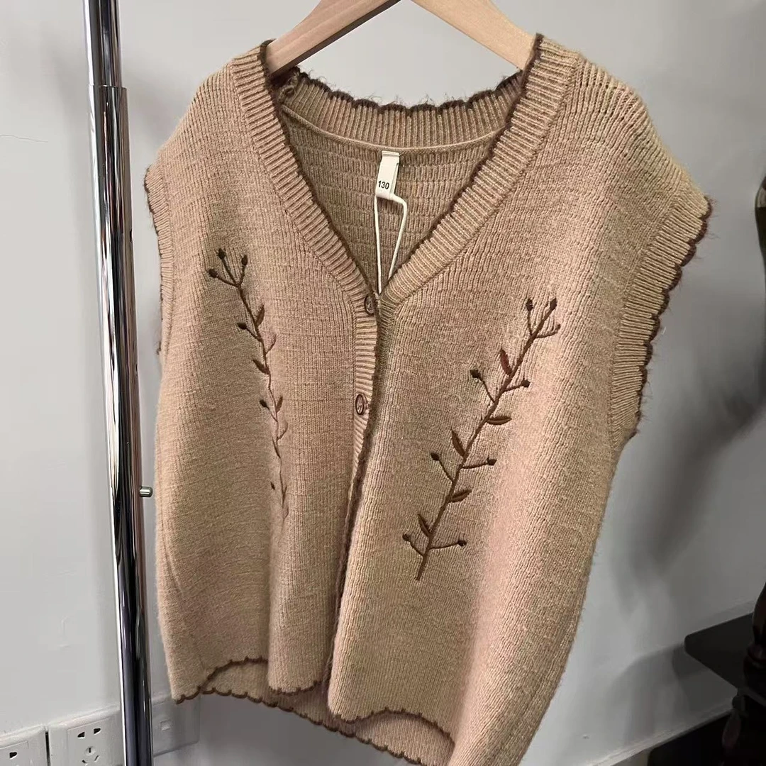 （亲子）外穿秋冬开衫背心小童毛衣中大童无袖小背心外套女童马甲