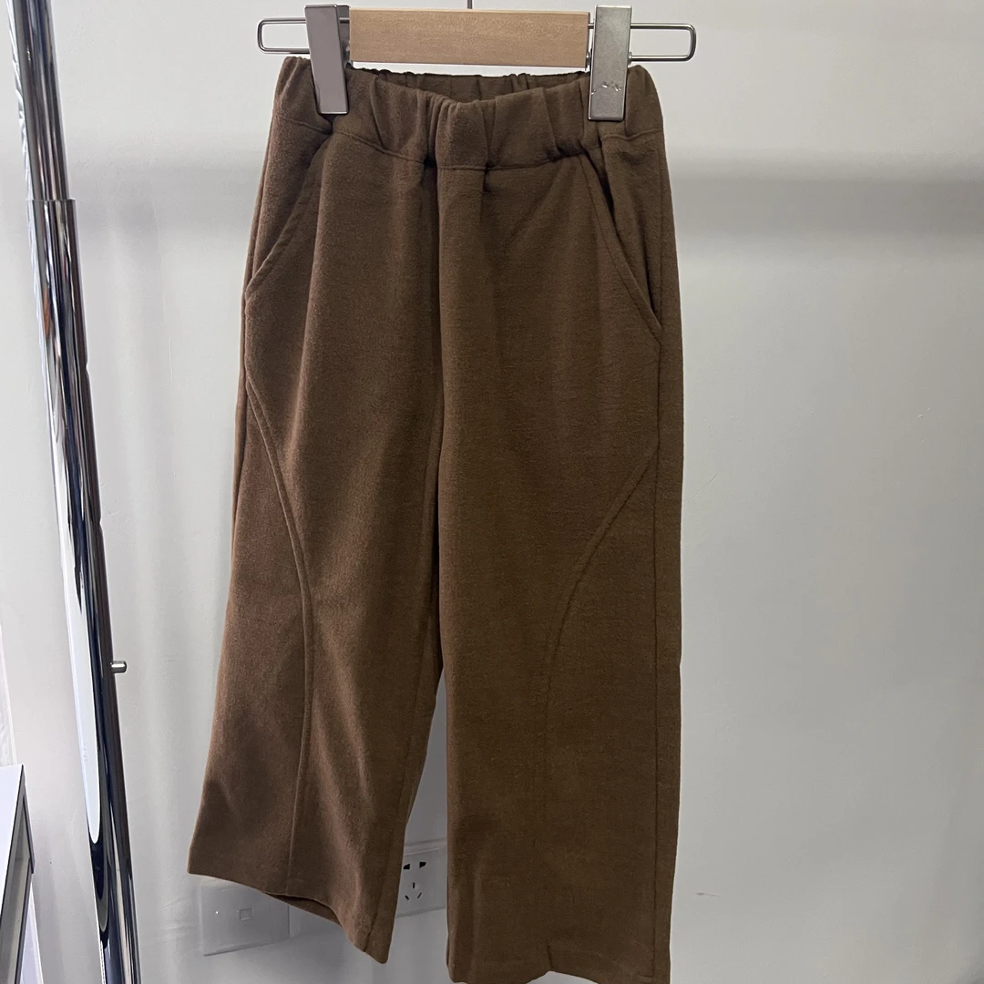 男女童松紧腰裤子休闲复古秋冬洋气儿童运动裤春秋季纯色直筒长裤