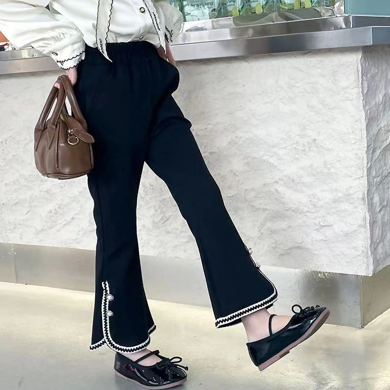 女童裤子春秋款喇叭裤儿童休闲裤中大童打底裤百搭小香风秋季长裤