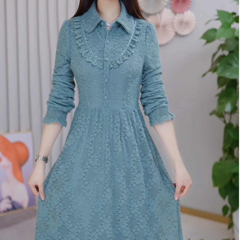 [杏相依衣橱]秋冬新款 5529时尚 减龄 显瘦 收腰 修身 百搭连衣裙