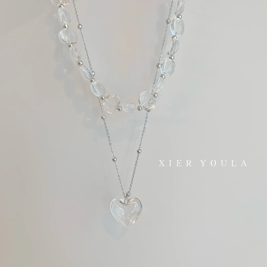 铜合金项链 【喜儿ula】7-24-1气质轻奢冷淡月光温柔爱心项链