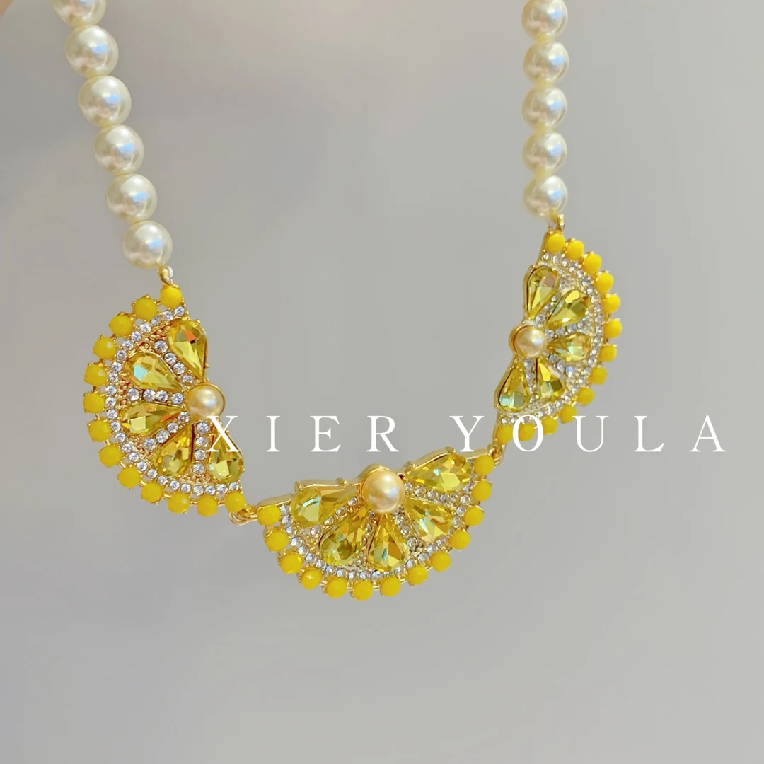 铜合金项链 【喜儿ula】10-28-9温柔珠珠满串橙子精致个性项链