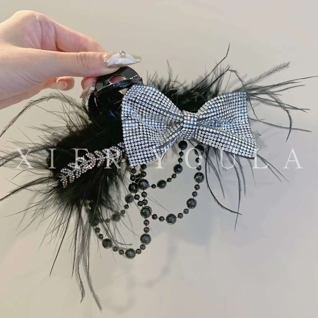 【喜儿ula】9-16-1蝴蝶结亮闪毛毛抓夹