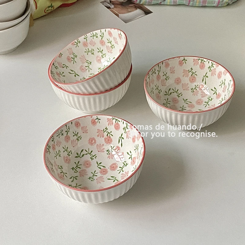 粉嫩少女心可爱饭碗家用吃饭单个小碗早餐碗小清新ins风高颜值