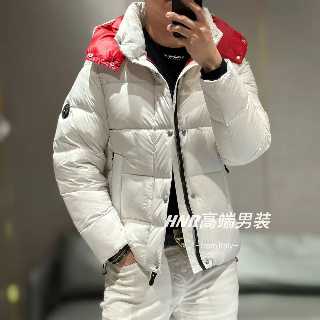 纯色拼接大口袋秋冬休闲百搭男士时尚保暖连帽羽绒服18688潮流