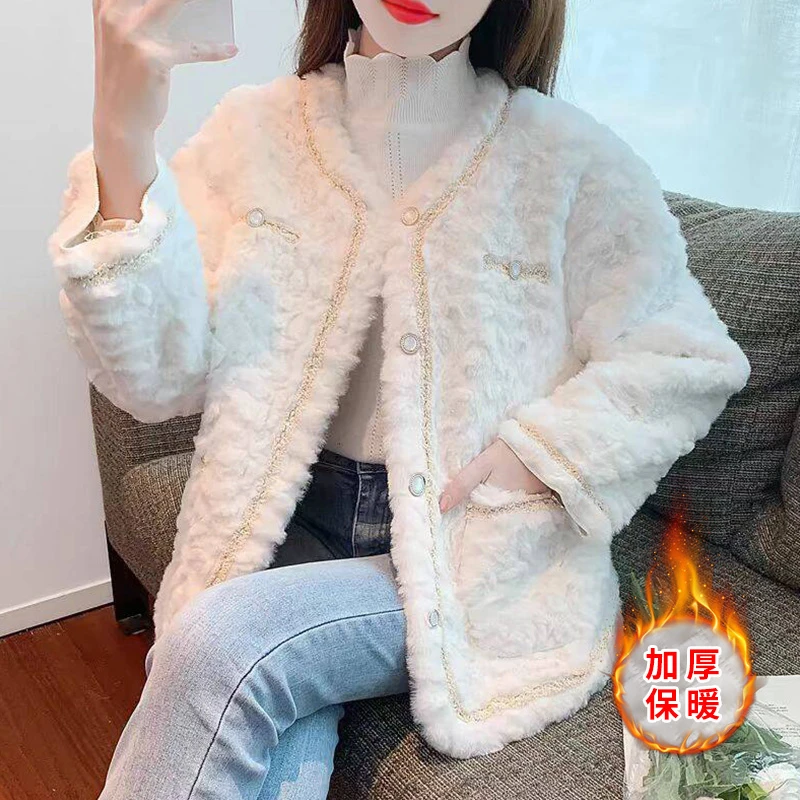 加厚保暖小香风毛毛外套2024新款宽松小个子气质短款时尚服女冬