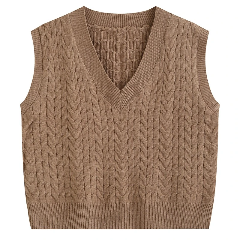 复古针织马甲女宽松秋冬季叠穿设计感V领马夹小个子麻花毛衣背心