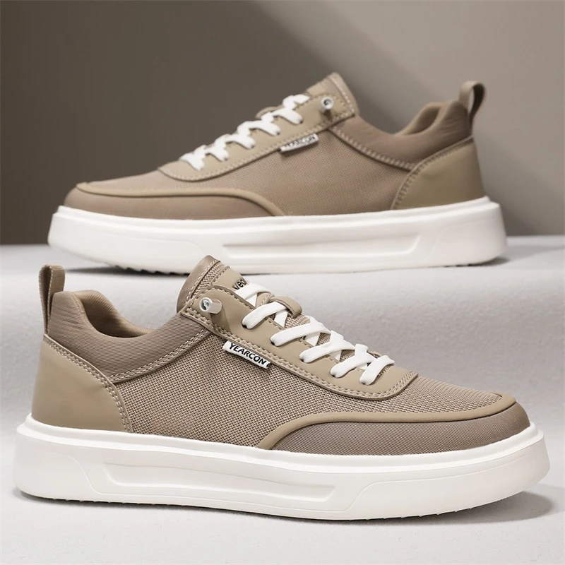 YEARCON/意尔康夏季薄款透气板鞋厚底增高防滑耐磨网面休闲鞋男鞋