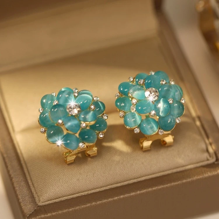 铜合金耳饰 S011【青桔汽水】绿色花耳饰耳钉气质清新简约小众耳饰