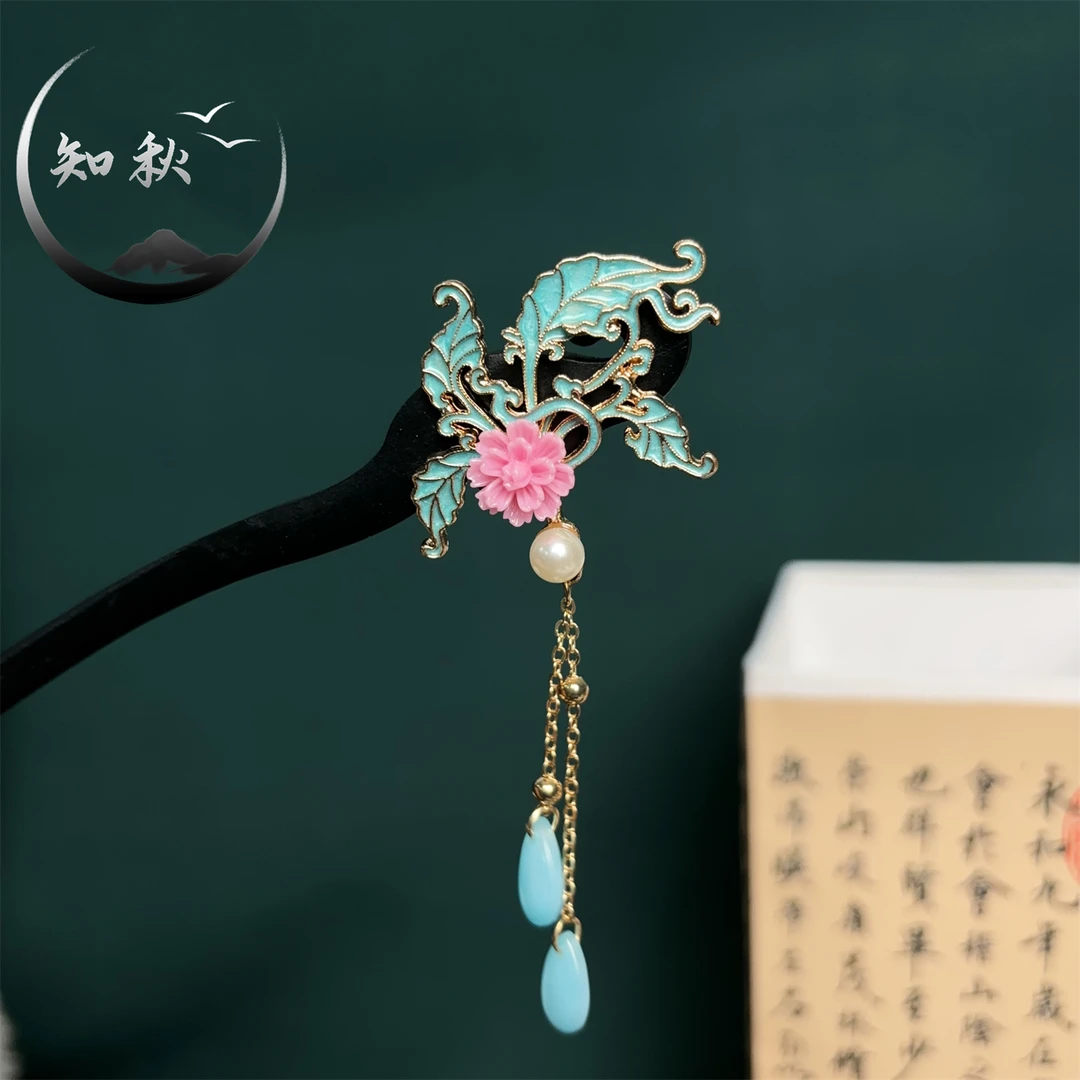 【蓝田生玉】发簪盘发女古风新中式滴油粉色簪高级感旗袍头饰a222