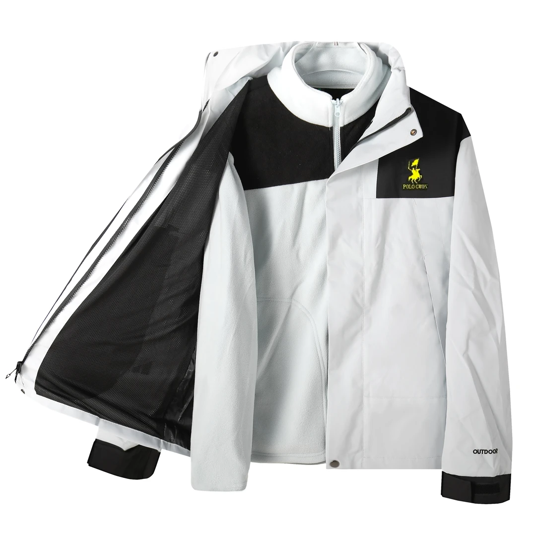 POLOGWON保罗户外冲锋衣男女外套三合一情侣防风防水升级款银狐绒