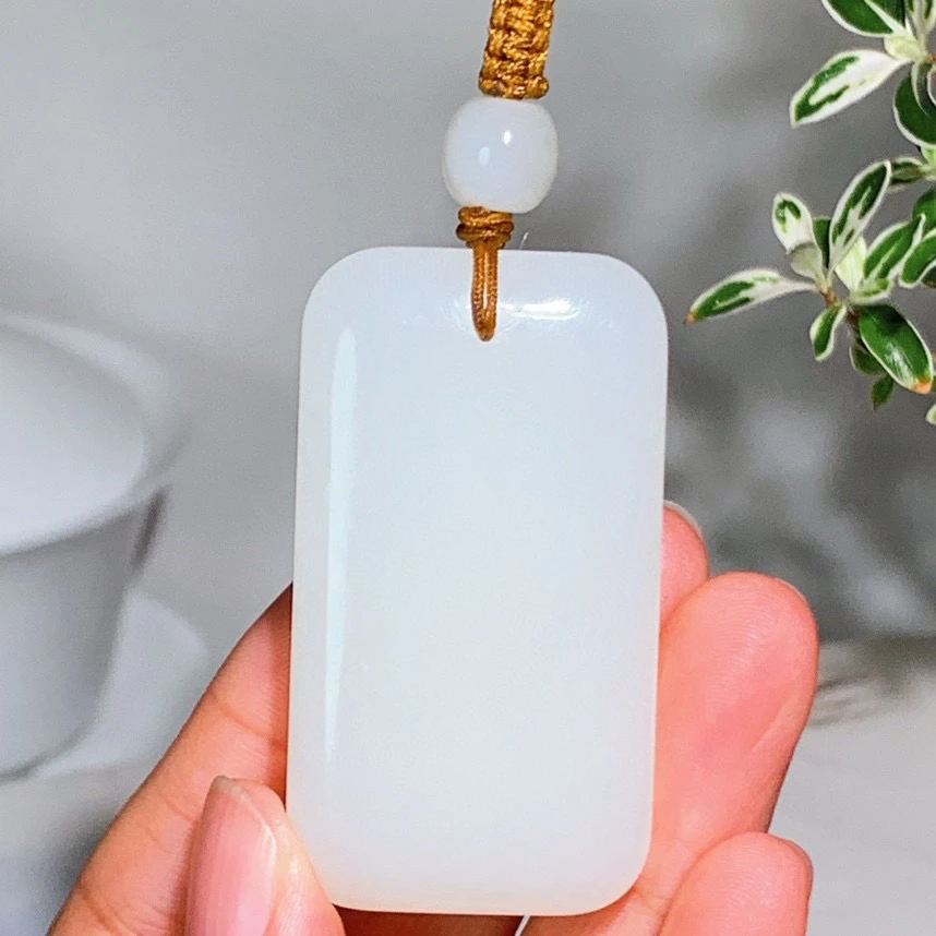 和田玉白玉平安无事牌子挂件