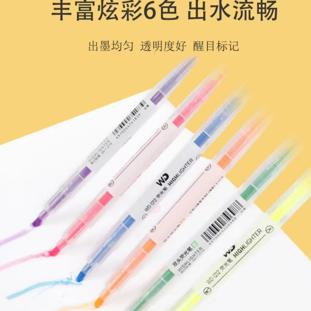 双头荧光笔3包18支 不遮挡文字