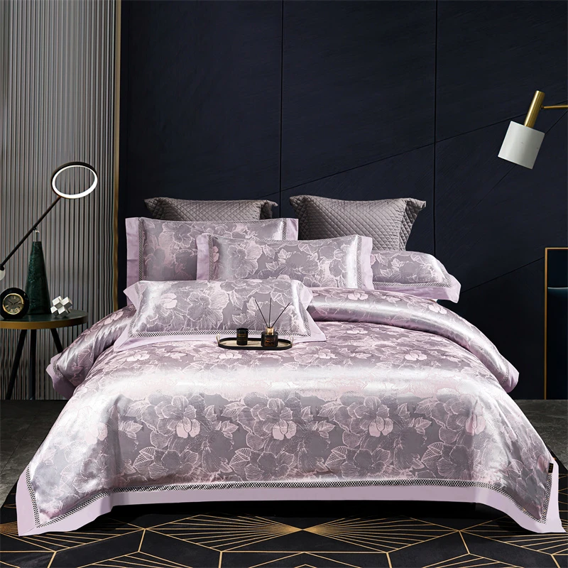 情花聚独-轻奢色织提花床上四件套入冬加厚不起球