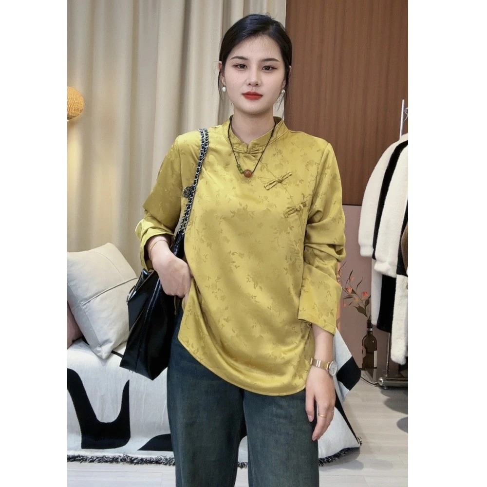 LAIF 【海棠】新中式  秋季女装小众国风长袖小衫斜襟上衣