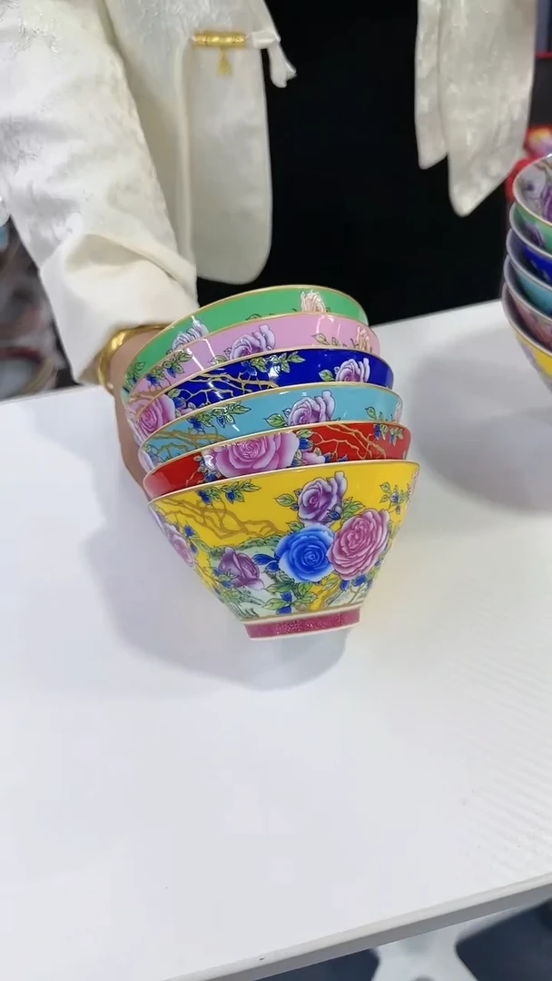 【闪购商品】瓷片斗笠碗5英寸饭碗混色6个