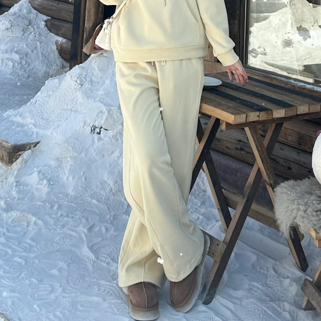 【柚YOYO】‘单件裤子’一体绒弯刀直筒裤冬款加绒显瘦宽松休闲裤5327