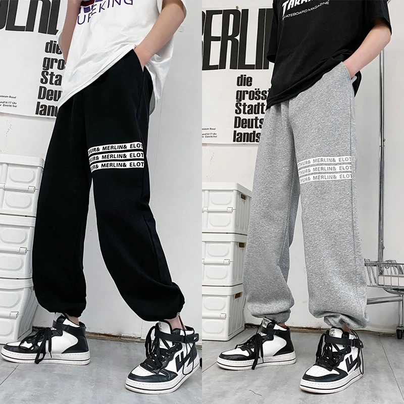 3069春秋款卫裤中大童青少年春秋款运动卫裤扩口束口裤休闲裤时尚