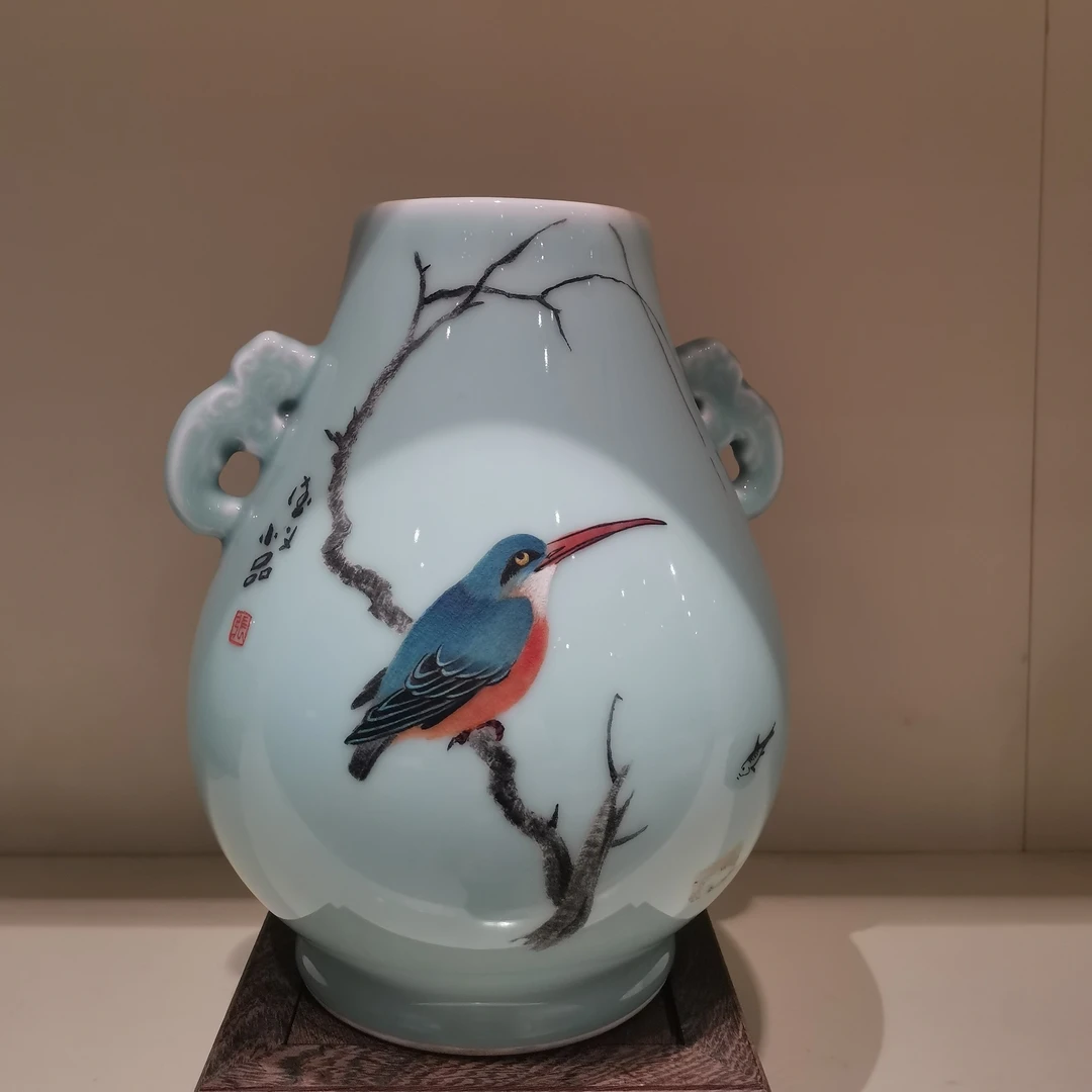 昆仑牌鲁青瓷刻瓷《春趣》高档中式精美260mm*200mm