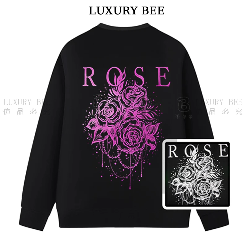 现货 Luxury BEE 温变工艺【战斗玫瑰】重磅男女同款2024新款卫衣