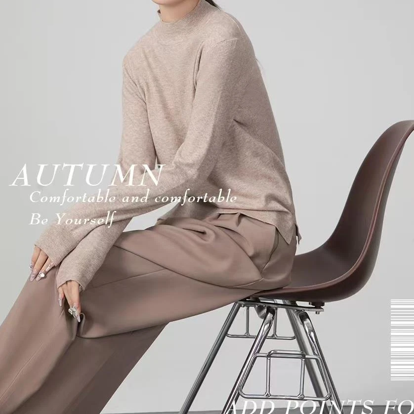 815 秋冬新款半高领毛衣女宽松长袖打底内搭