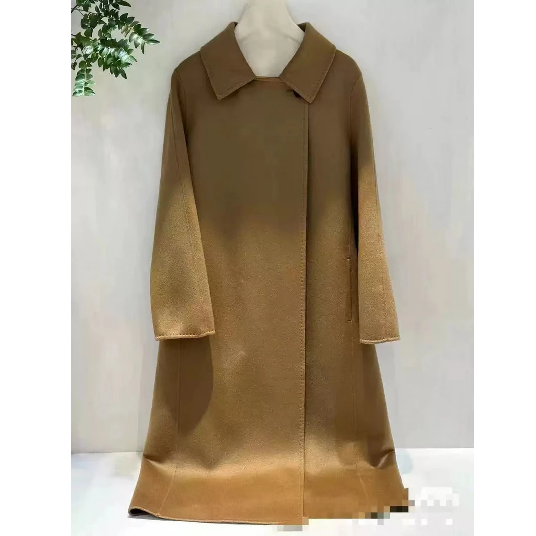 高端轻奢老佛爷纯山羊绒双面呢长款大衣