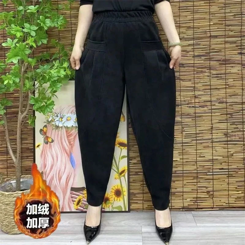 加绒加厚女裤秋冬季新款灯芯绒休闲哈伦裤洋气百搭时尚宽松灯笼裤