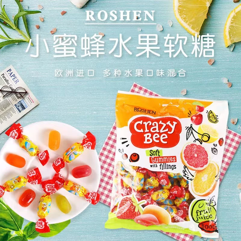 如胜疯狂小蜜蜂水果味凝胶糖果500克*3袋