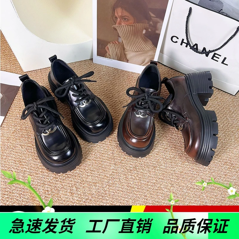 [退换运费补贴]厚底乐福鞋女英伦风玛丽珍女鞋春季黑色百搭小皮鞋