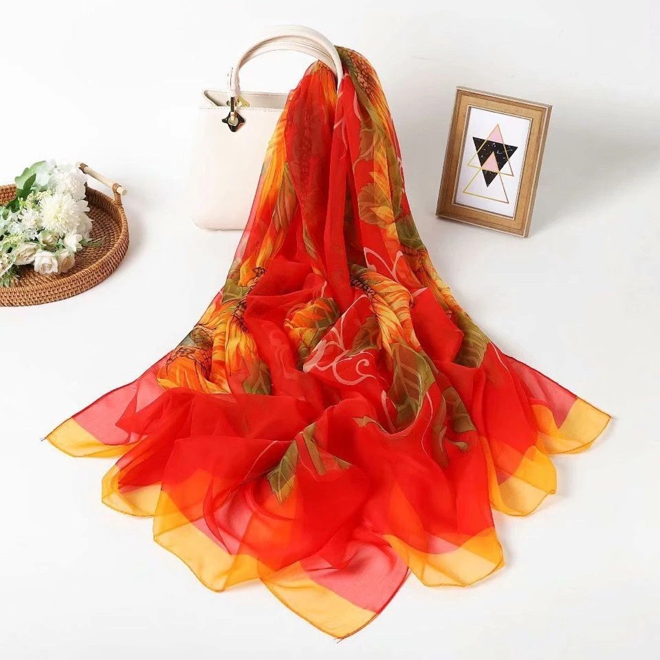 【太阳花】新款度假风旅行空调防晒沙滩披肩长丝巾高档S6