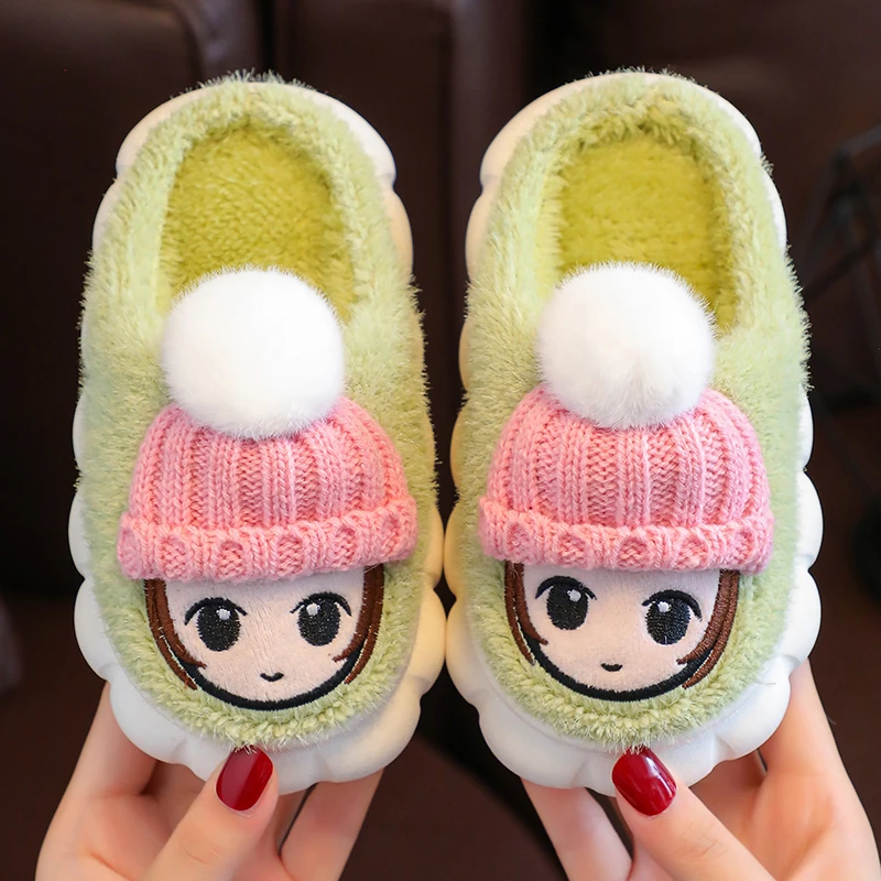 儿童拖鞋秋冬季居家保暖女童毛绒可爱小孩毛拖软底防滑亲子棉拖鞋