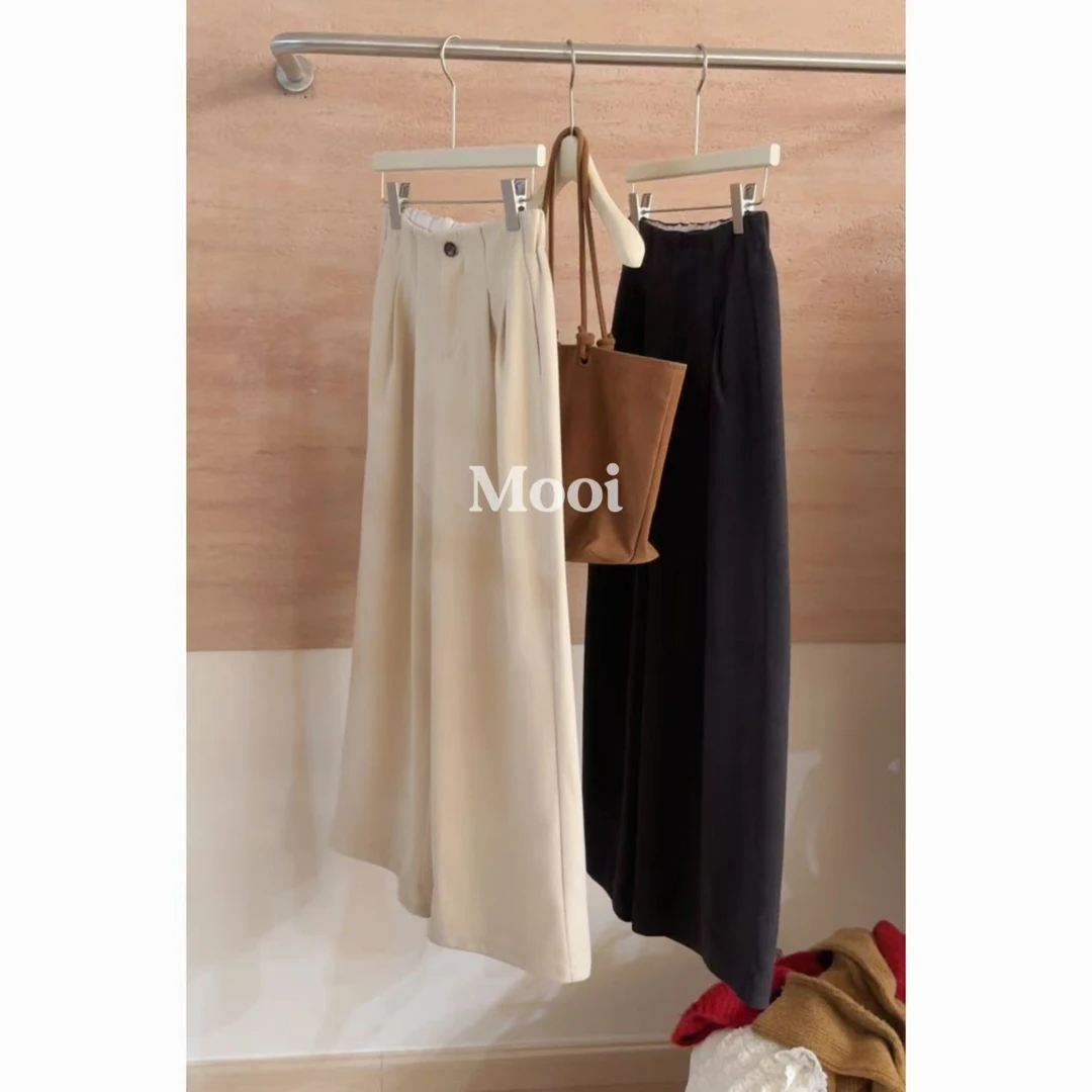 【mooi】'灰色际遇'秋冬新款韩版ins风小众设计感休闲裤